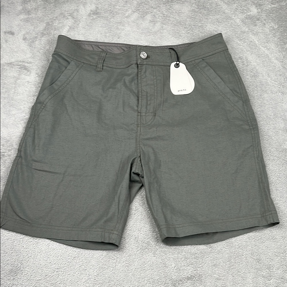 NEW Prana 32‎ Hemp Blend Furrow Short Men's Thyme Green Casual Shorts